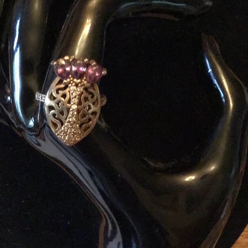 Beautiful 1940s sterling amethyst and cz ring